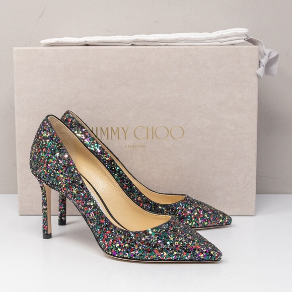 Jimmy Choo Romy 85 Boho Mix Coarse Glitter Size 35 (5 US) - Picture 1 of 8